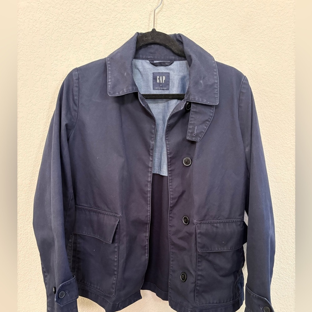 GAP Navy Blue Lightweight Cotton Shirt Jacket